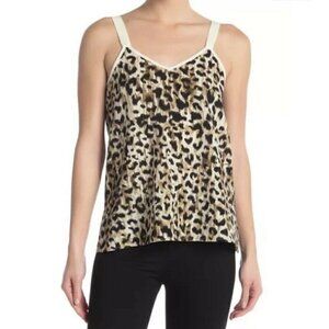 Bobeau Cheetah Print Tan V-neck Camisole Blouse Sz‎ M Lightweight